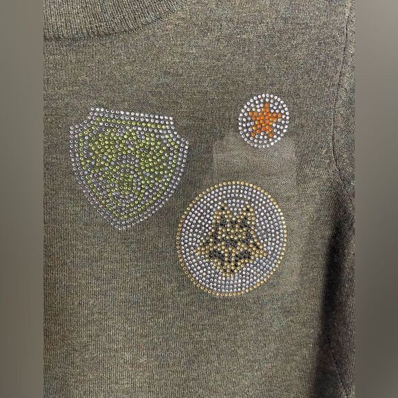 Zadig & Voltaire Cashmere Sweater with military color and crystals. NTW. Small - Picture 3 of 11